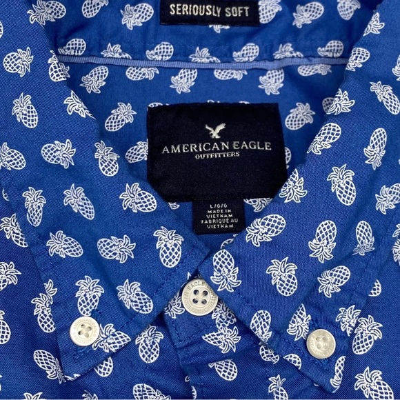 New with tags American eagle, seriously soft, pineapple print shirt, size large - Picture 4 of 5